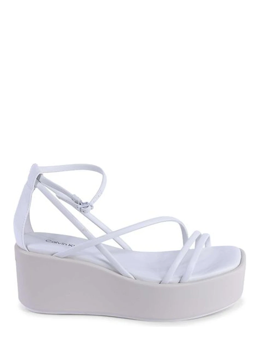 White Leather Platform Sandals