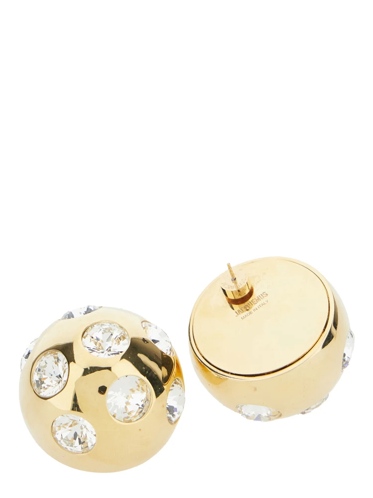 Salon Gold-Colored Earrings with Snap Closure and Cristal Decorations in Copper Woman alternative
