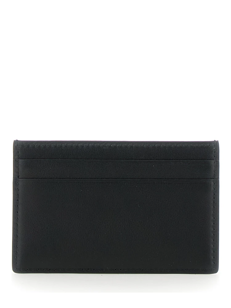 Black Card Holder with Double G Plaque on the Front in Leather Man alternative