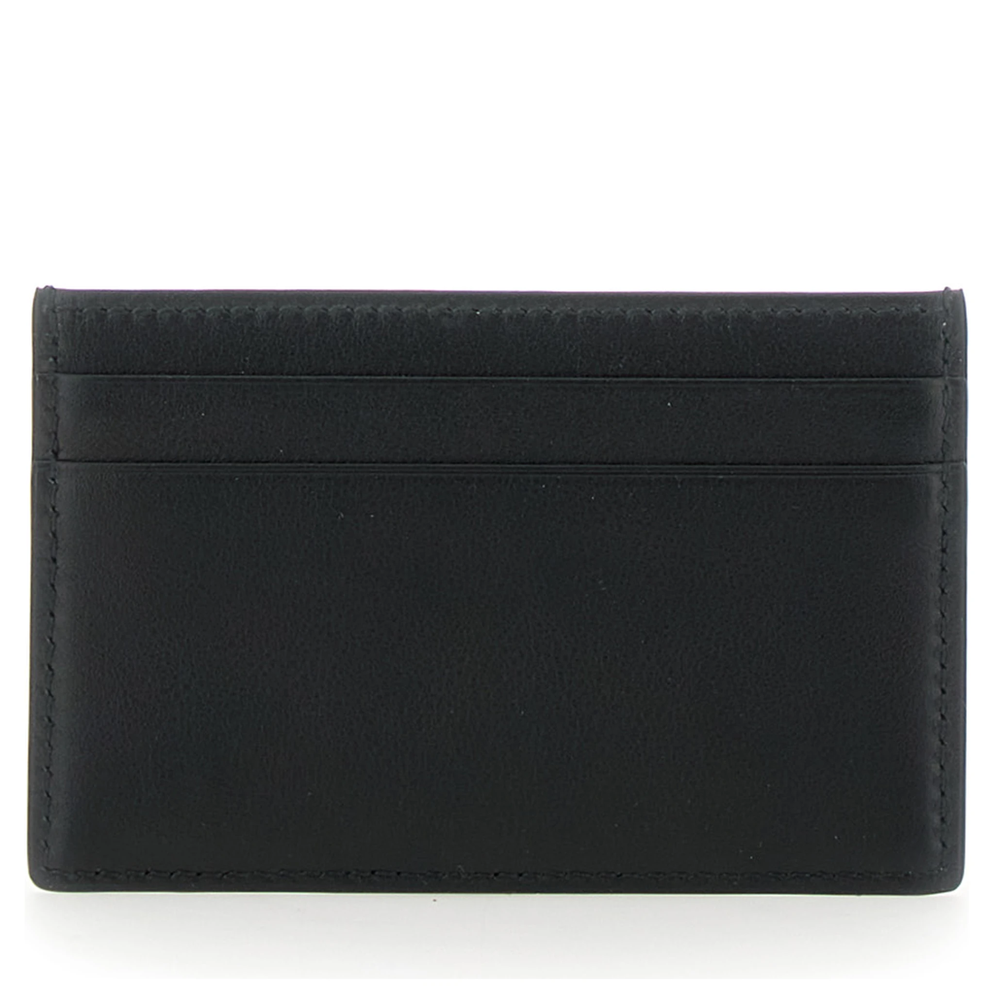 Black Card Holder with Double G Plaque on the Front in Leather Man
