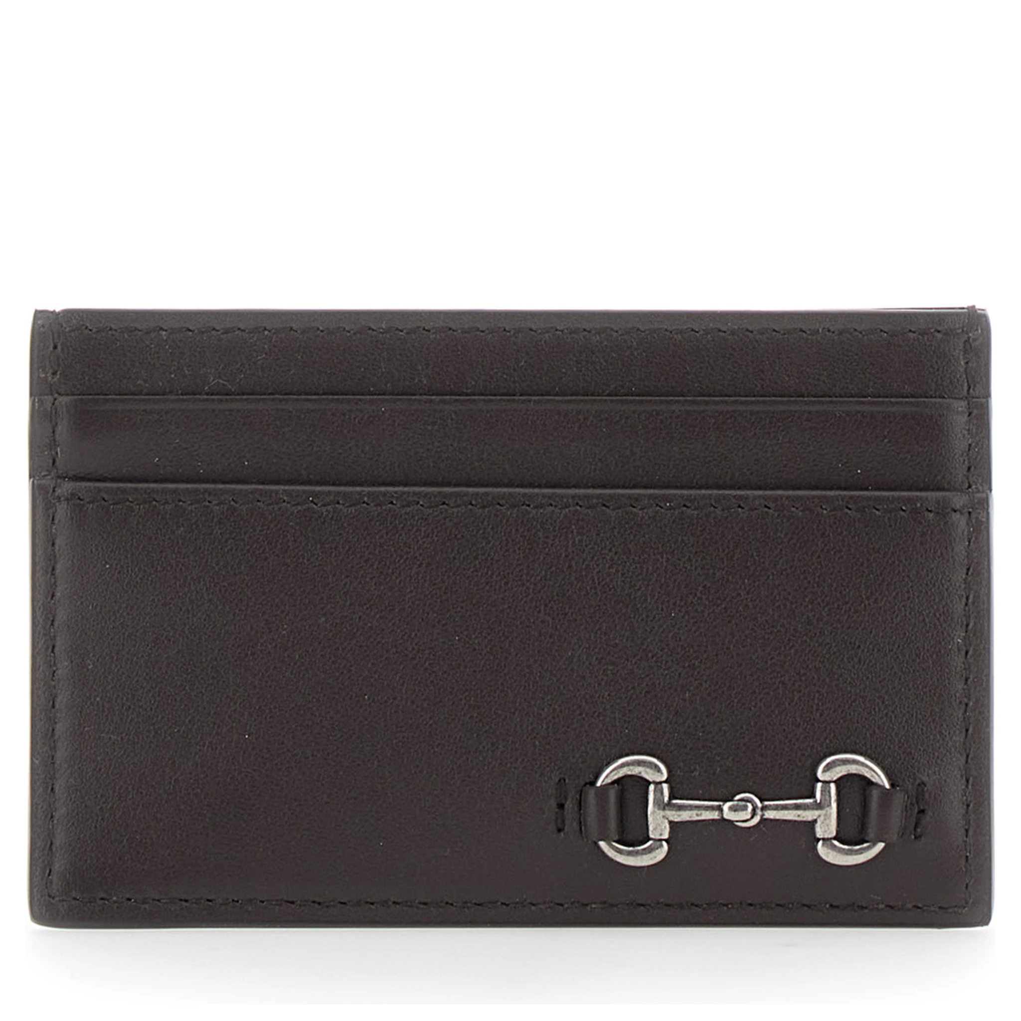 Brown Card Holder with Horsebit on the Front in Leather Man