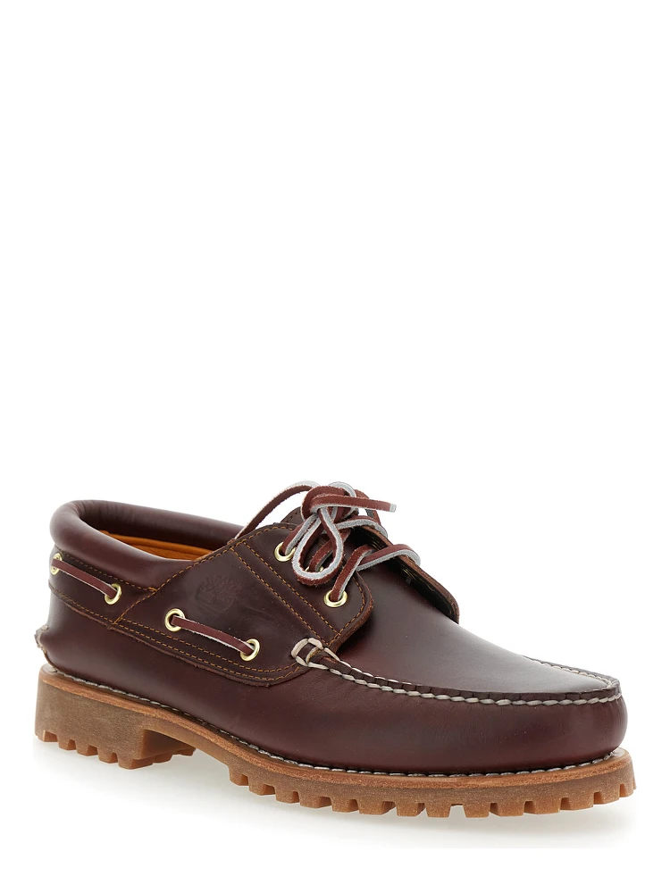 Authentic Brown Loafers with Embossed Logo on the Side in Leather Man alternative