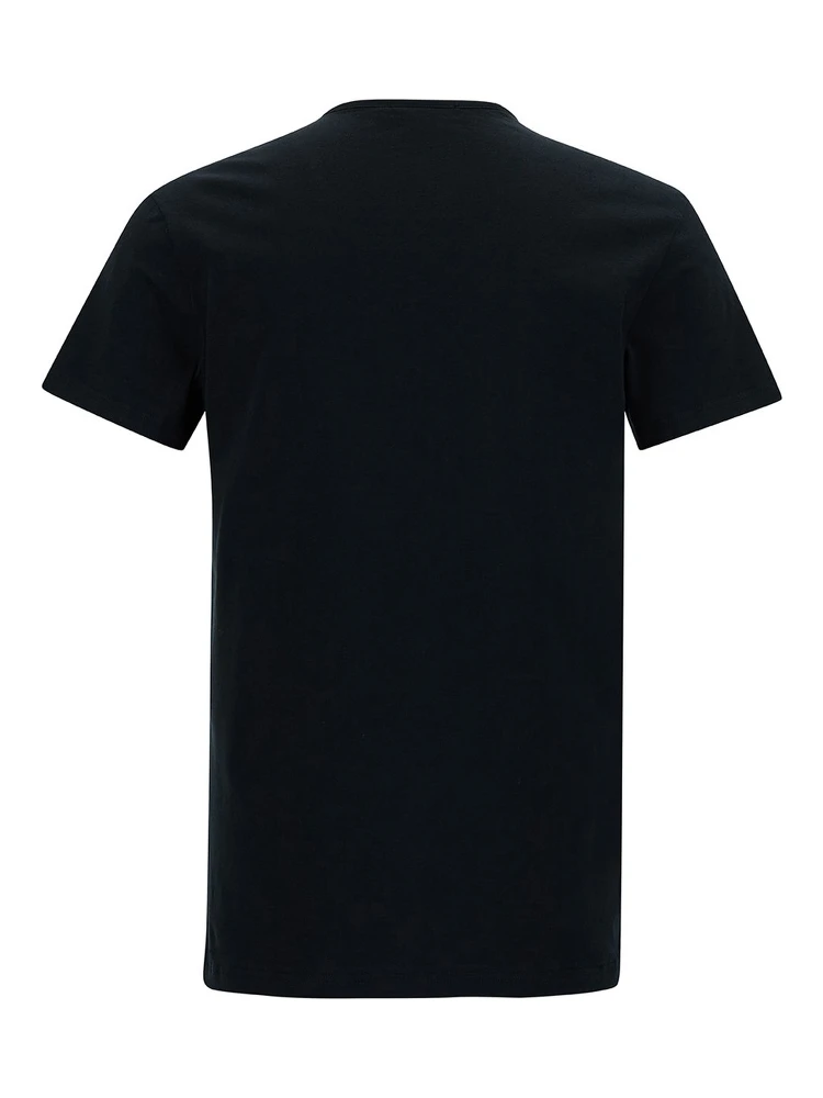 Black Crewneck T-Shirt with Medusa Logo Print in Stretch Cotton Man alternative