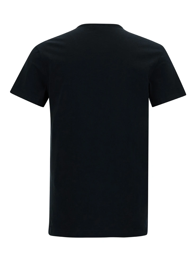 Black Crewneck T-Shirt with Medusa Logo Print in Stretch Cotton Man