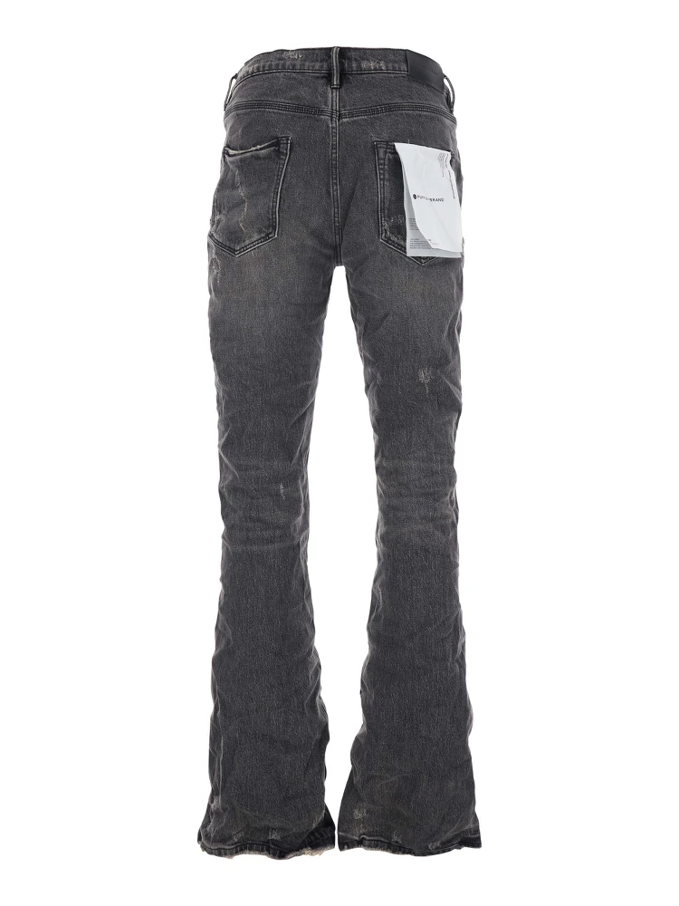Black Flared Jeans with Crinkled Effect in Denim Man alternative