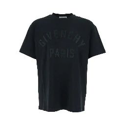 Black T-Shirt with Maxi Logo on the Front in Cotton Man