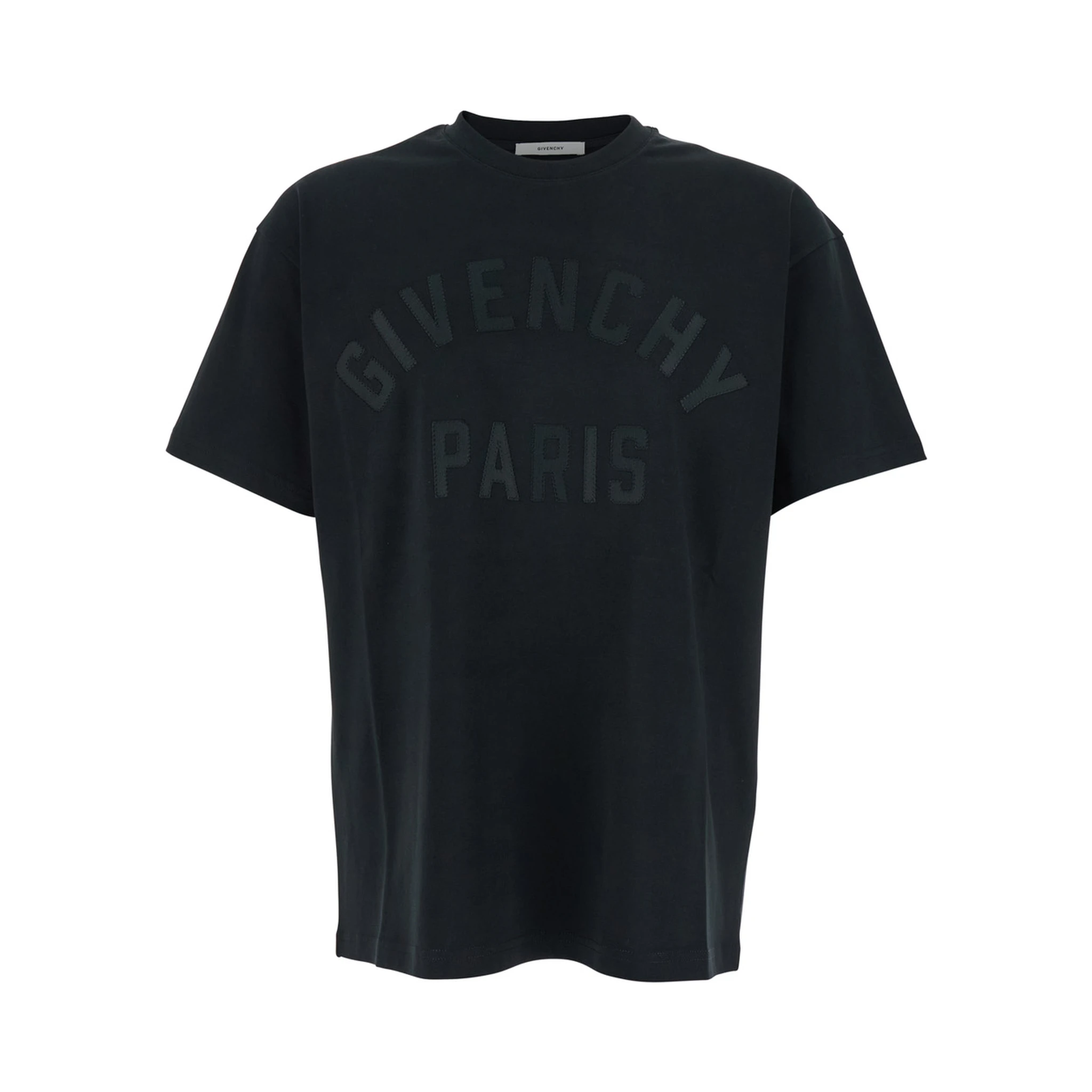 Black T-Shirt with Maxi Logo on the Front in Cotton Man
