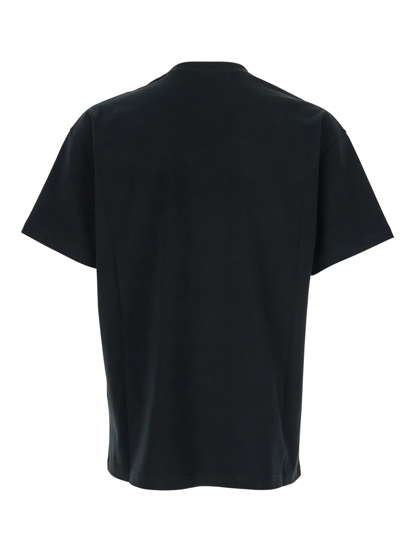 Black T-Shirt with Maxi Logo on the Front in Cotton Man