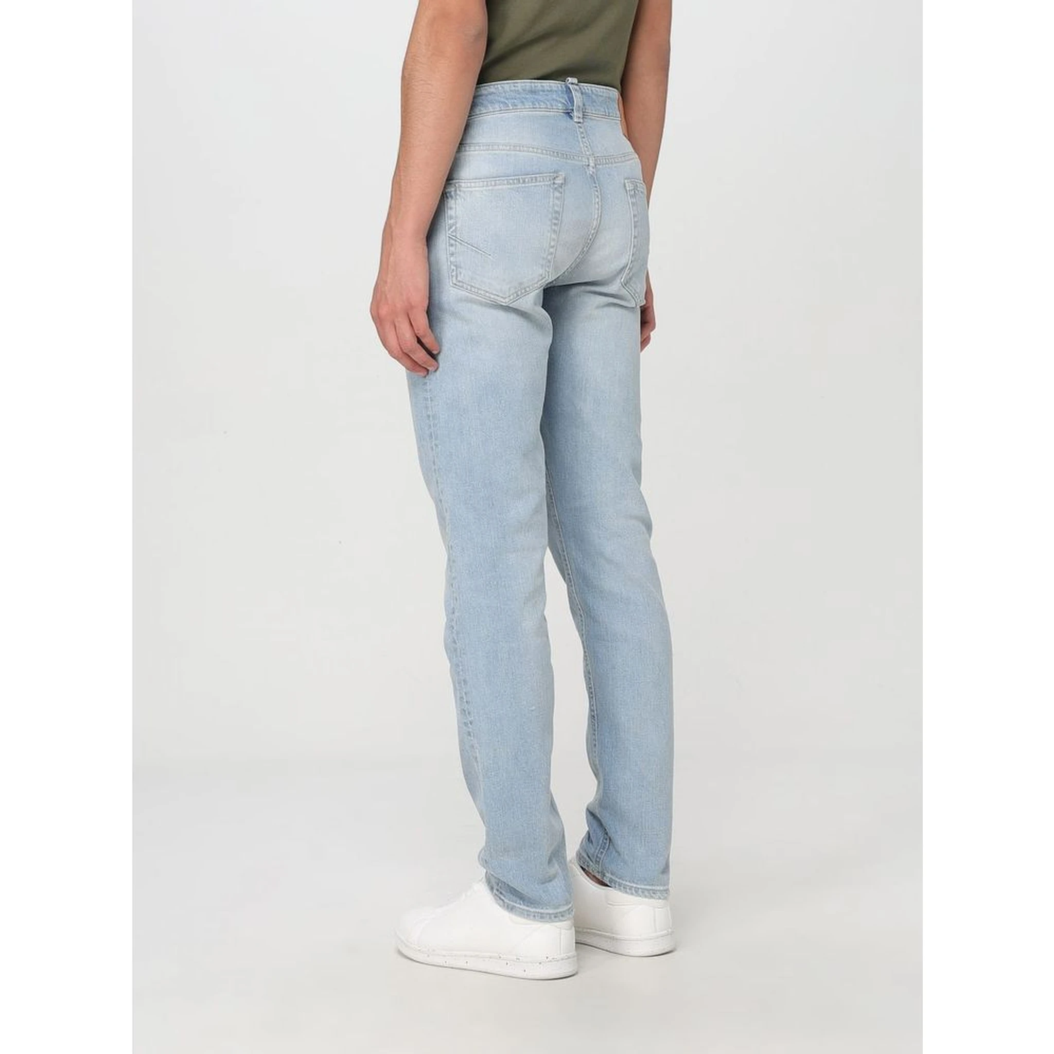 Blue Denim Straight-Leg Jeans