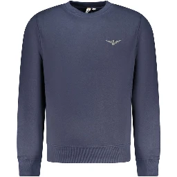 Blue Cotton Men Sweater