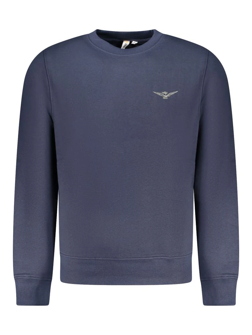 Blue Cotton Men Sweater