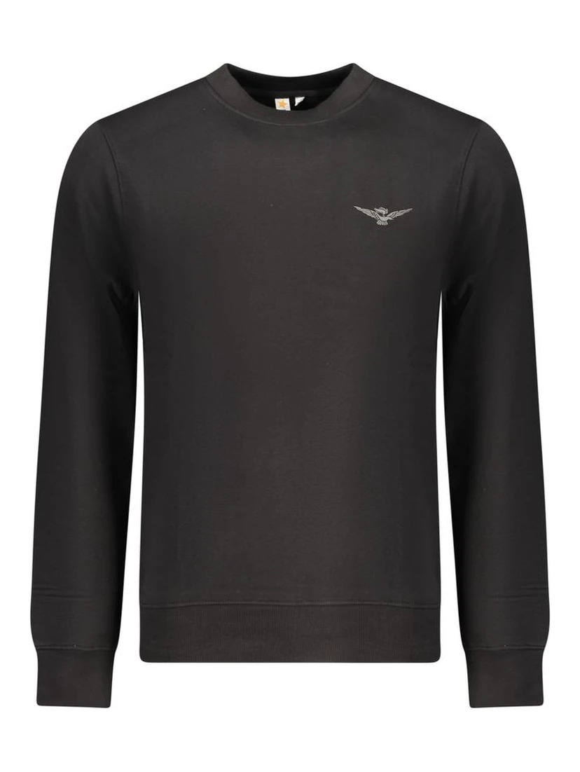 Black Cotton Men Sweater