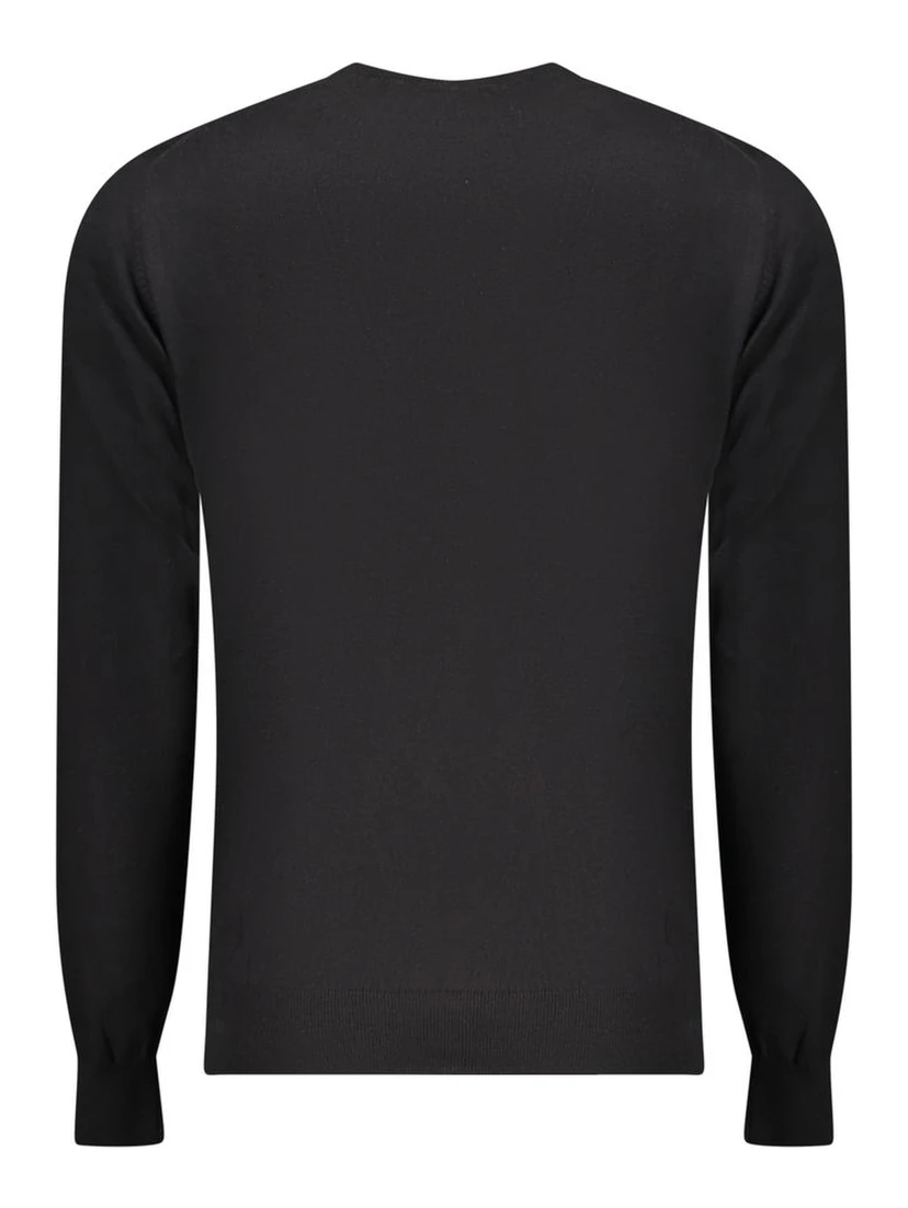 Black Cotton Men Sweater