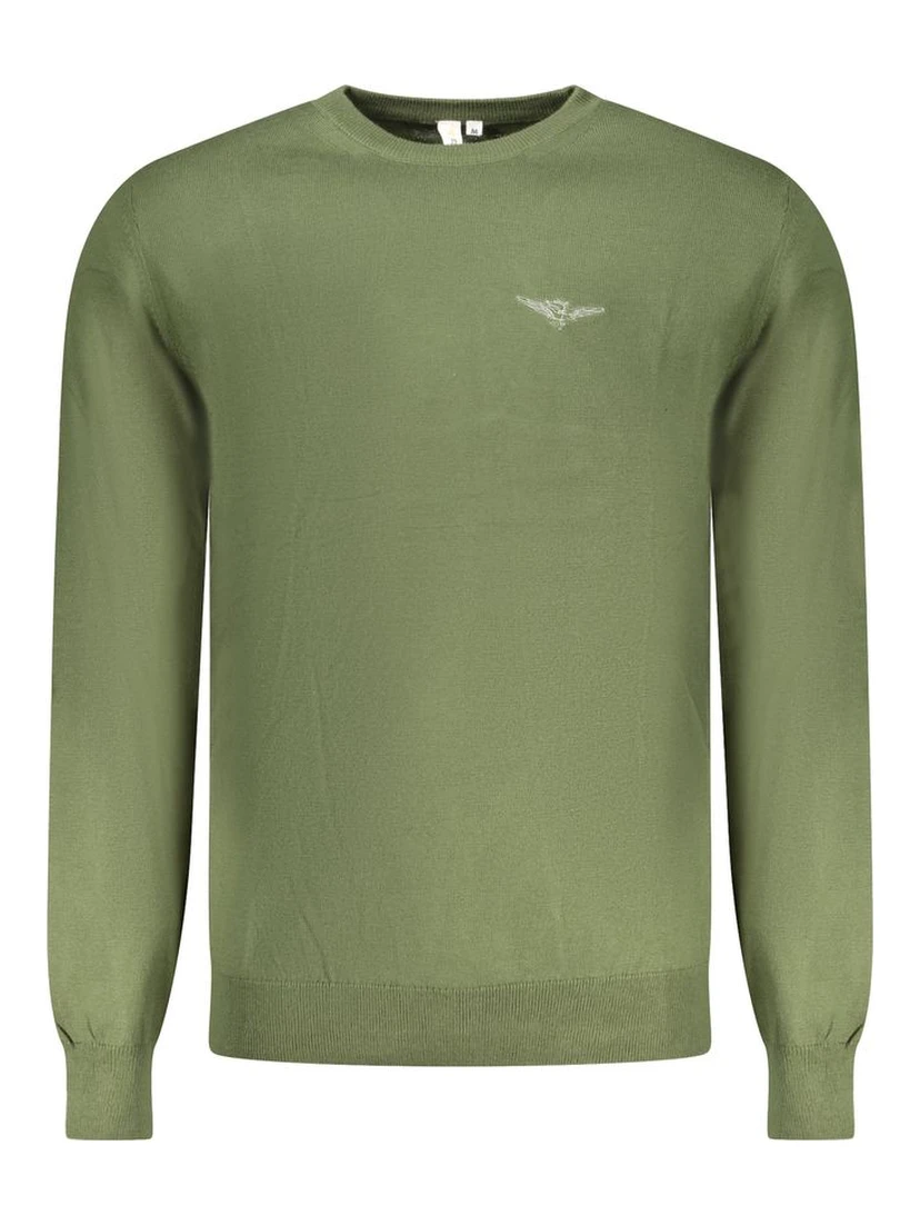 Green Cotton Men Sweater