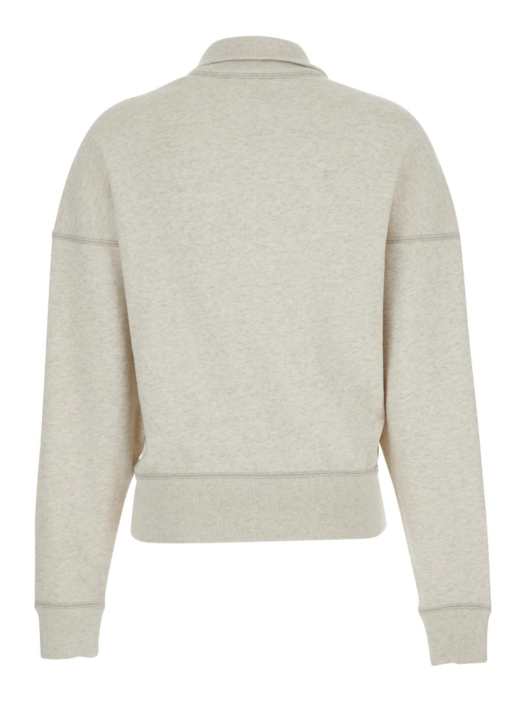 White Sweatshirt with Stand-Up Collar and Logo on the Front in Cotton Blend Woman alternative
