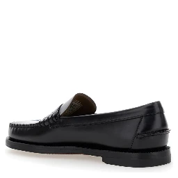 Black Pull-On Loafers in Leather Woman