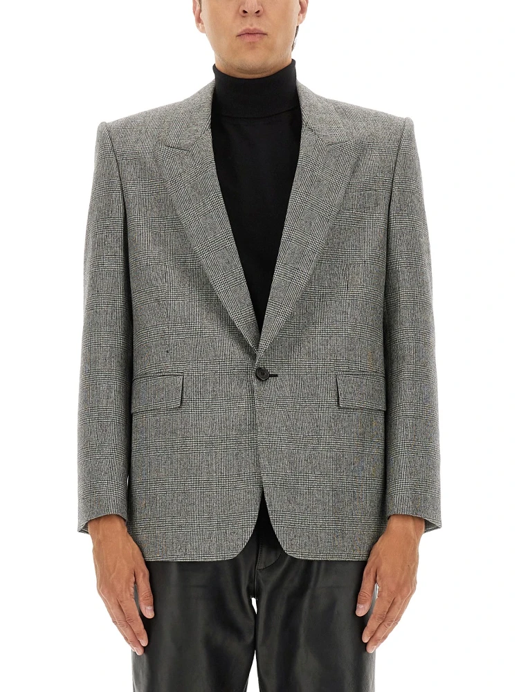 SINGLE-BREASTED WOOL FLANNEL JACKET