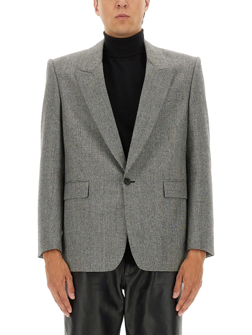 SINGLE-BREASTED WOOL FLANNEL JACKET