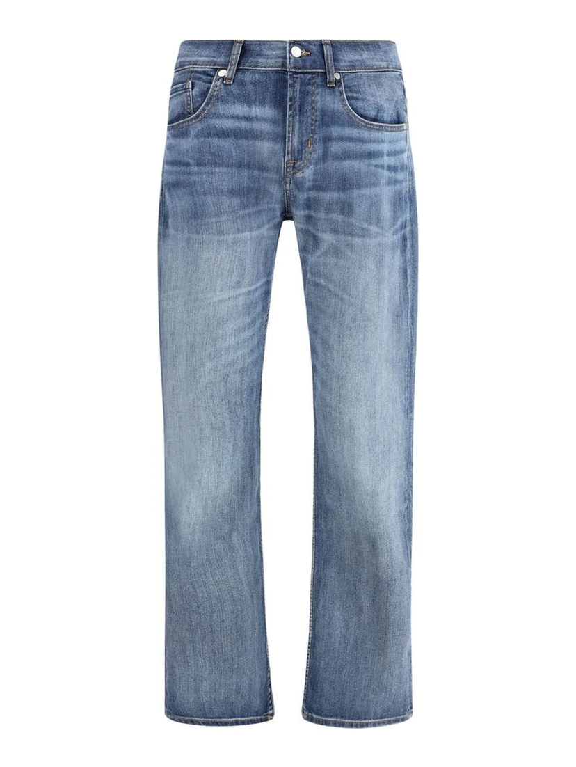 Blue Cotton Straight-Leg Jeans
