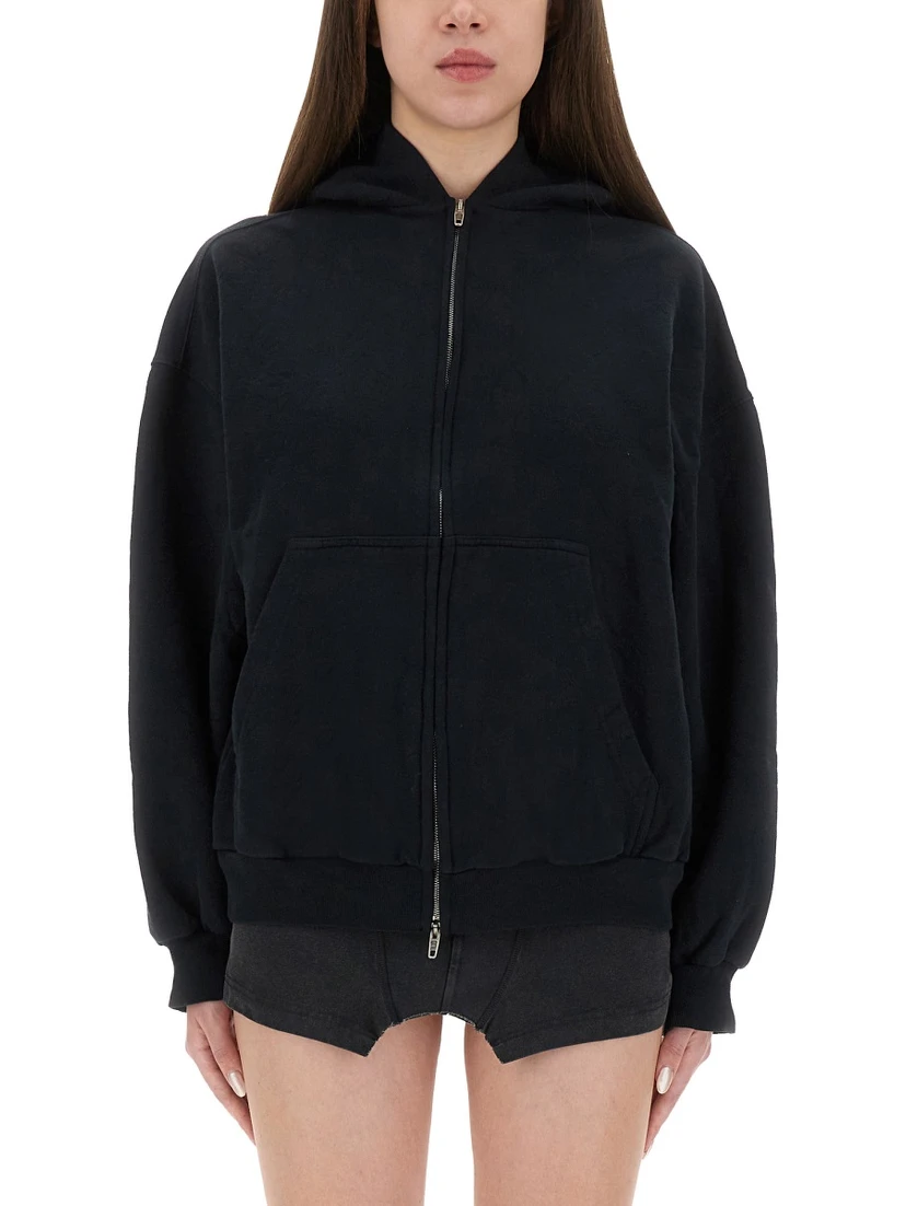 "FLIPPED" ZIPPERED SWEATSHIRT