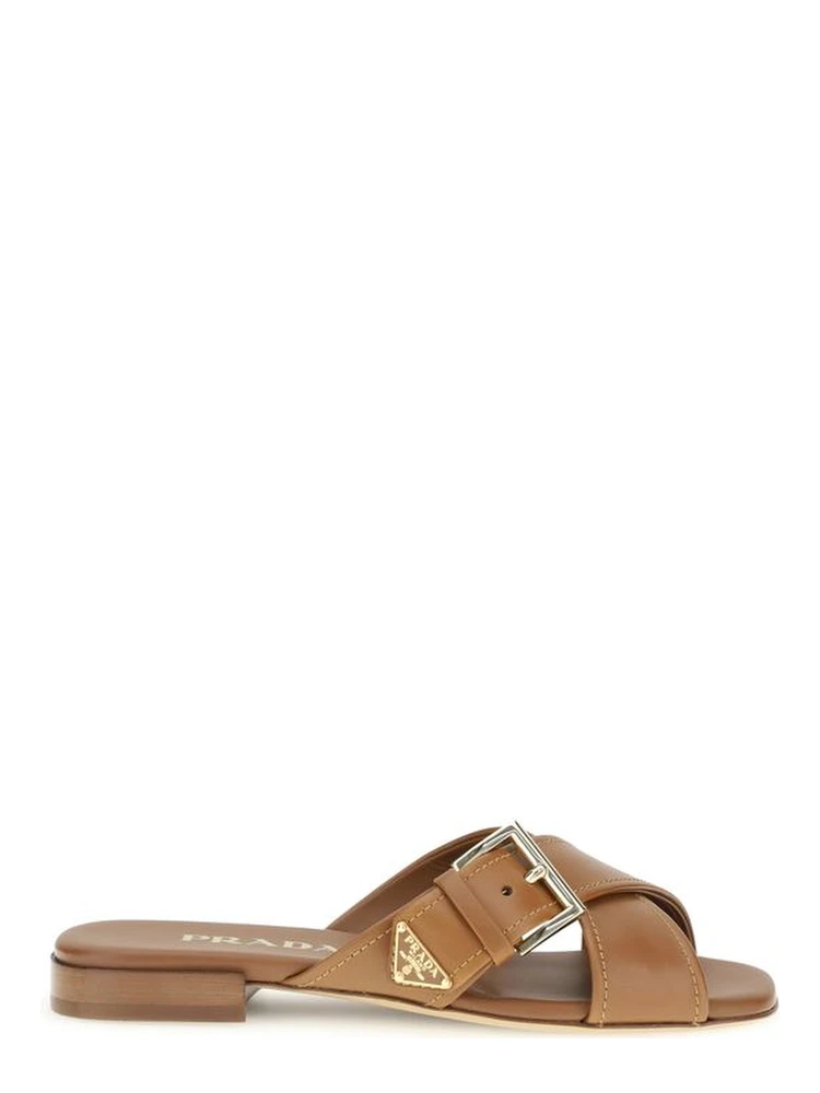 Brown Calf Leather Bos Taurus Flat Sandals