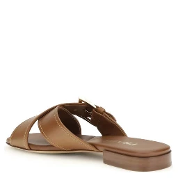 Brown Calf Leather Bos Taurus Flat Sandals