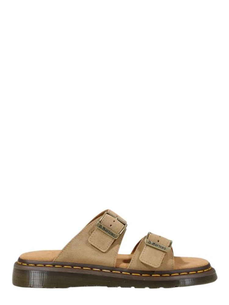 Beige Leather Flat Sandals