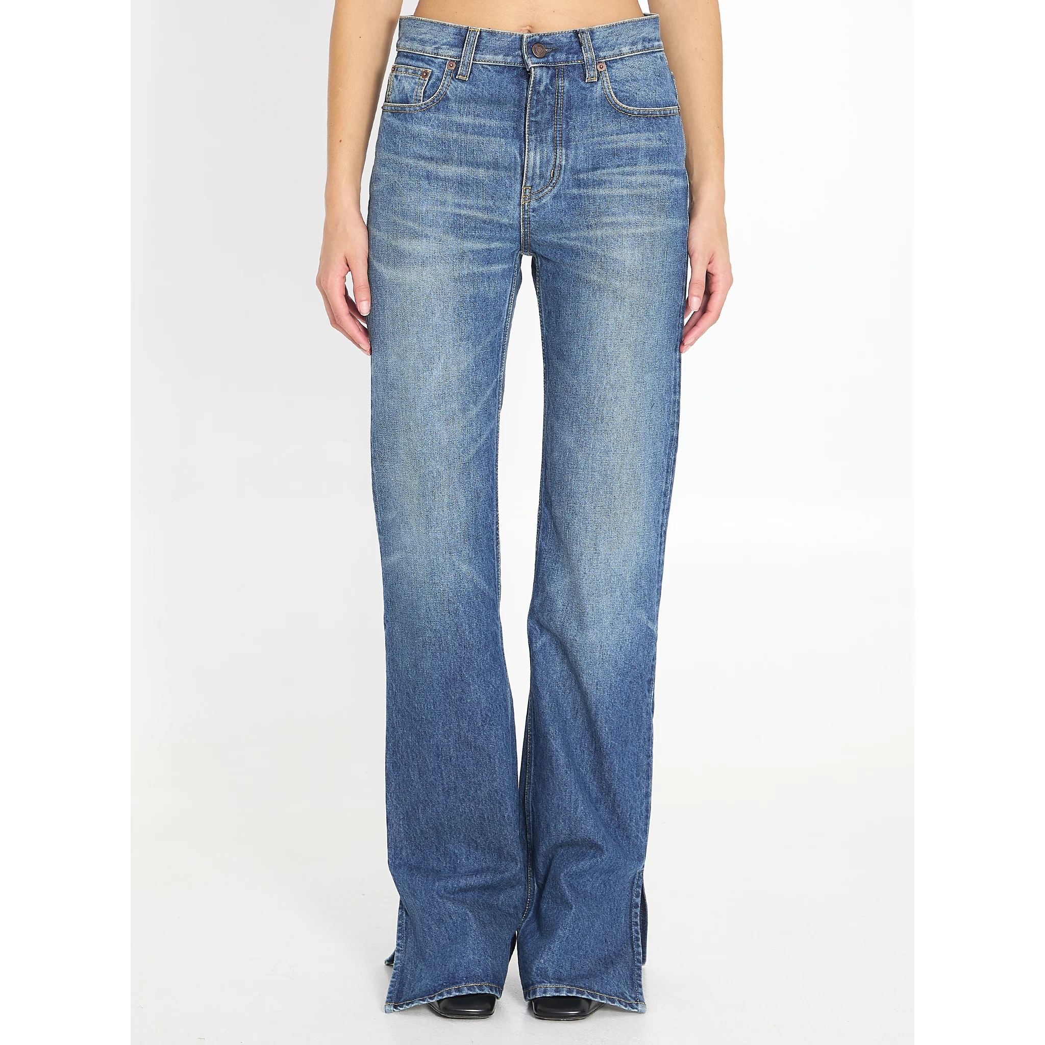 Straight-leg denim jeans