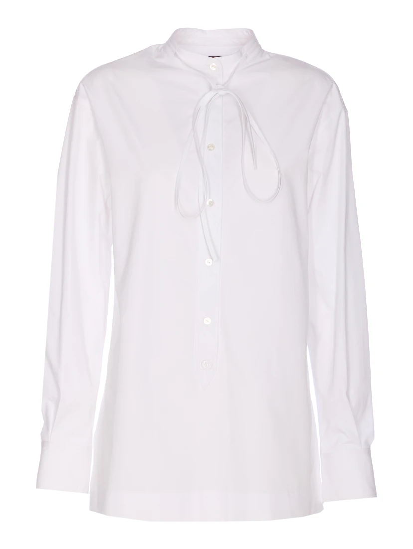 Neck-tie long-sleeve top