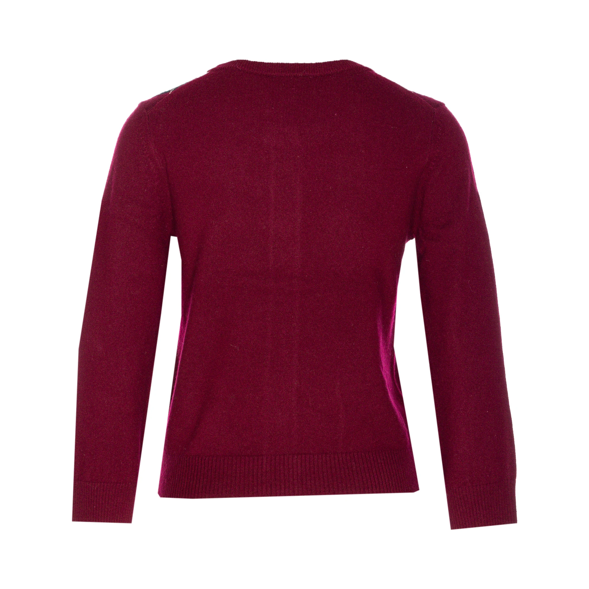 Burgundy Checked Cardigan In Cashmere Blend Women