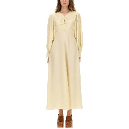 RUCHED SILK DRESS