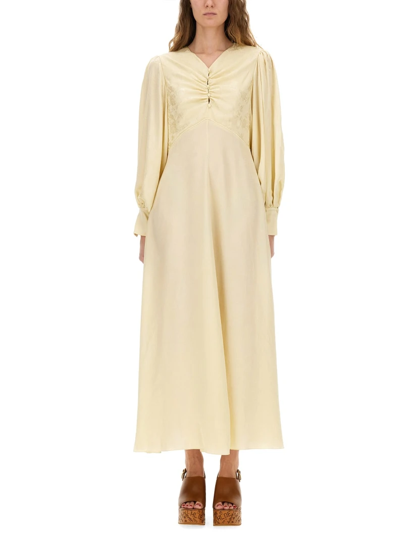 RUCHED SILK DRESS