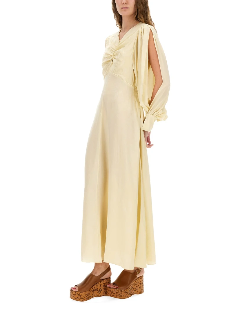 RUCHED SILK DRESS