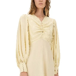 RUCHED SILK DRESS