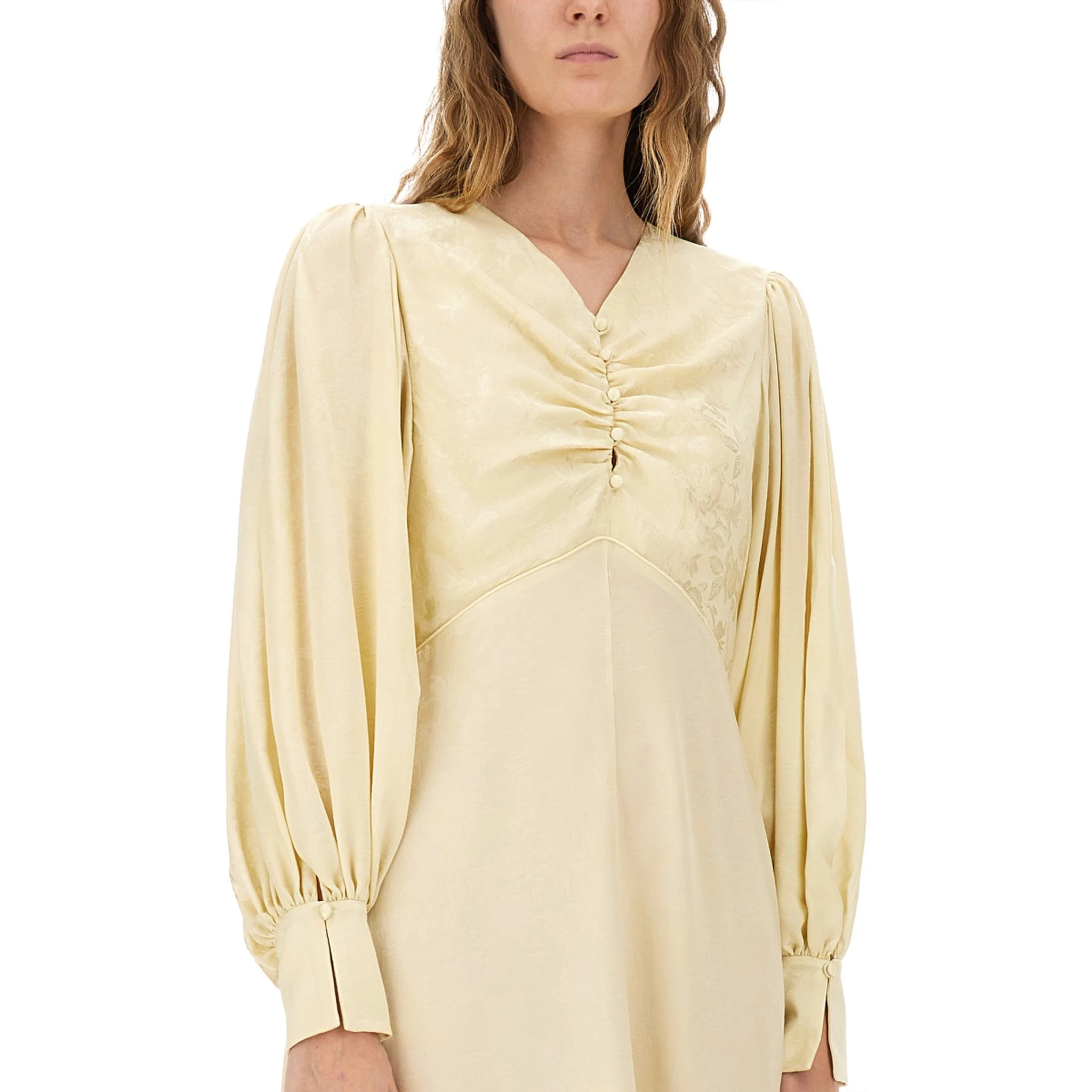 RUCHED SILK DRESS