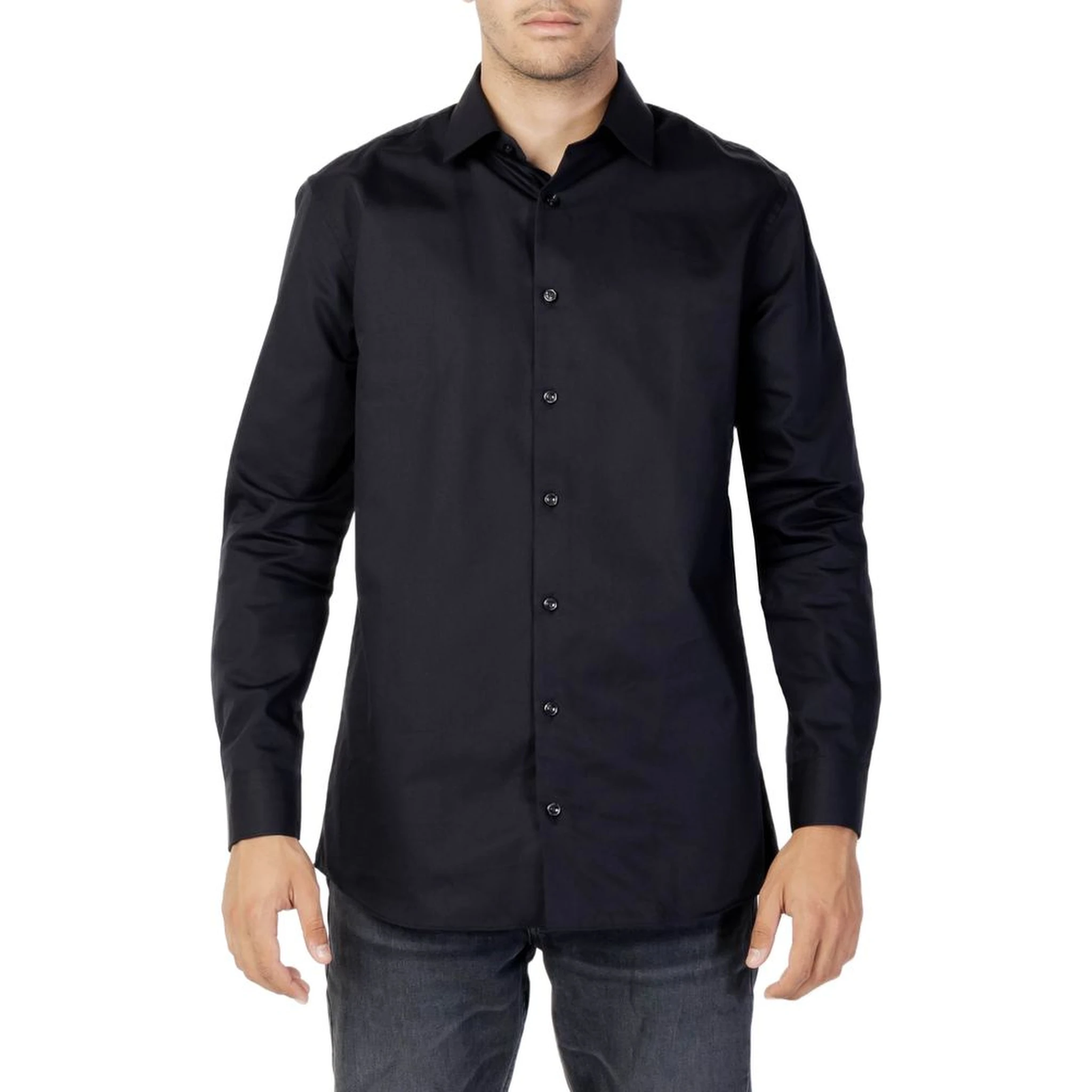 Black Cotton Dress Shirt
