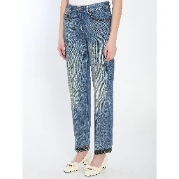 Floral print jeans