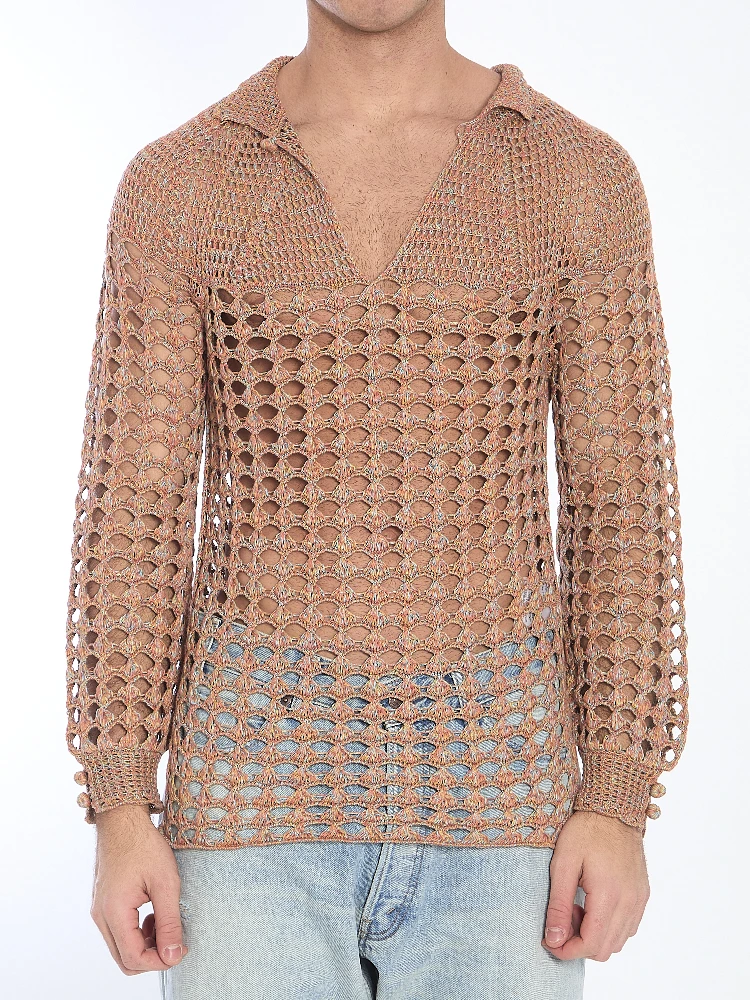 Perforated knit shirt