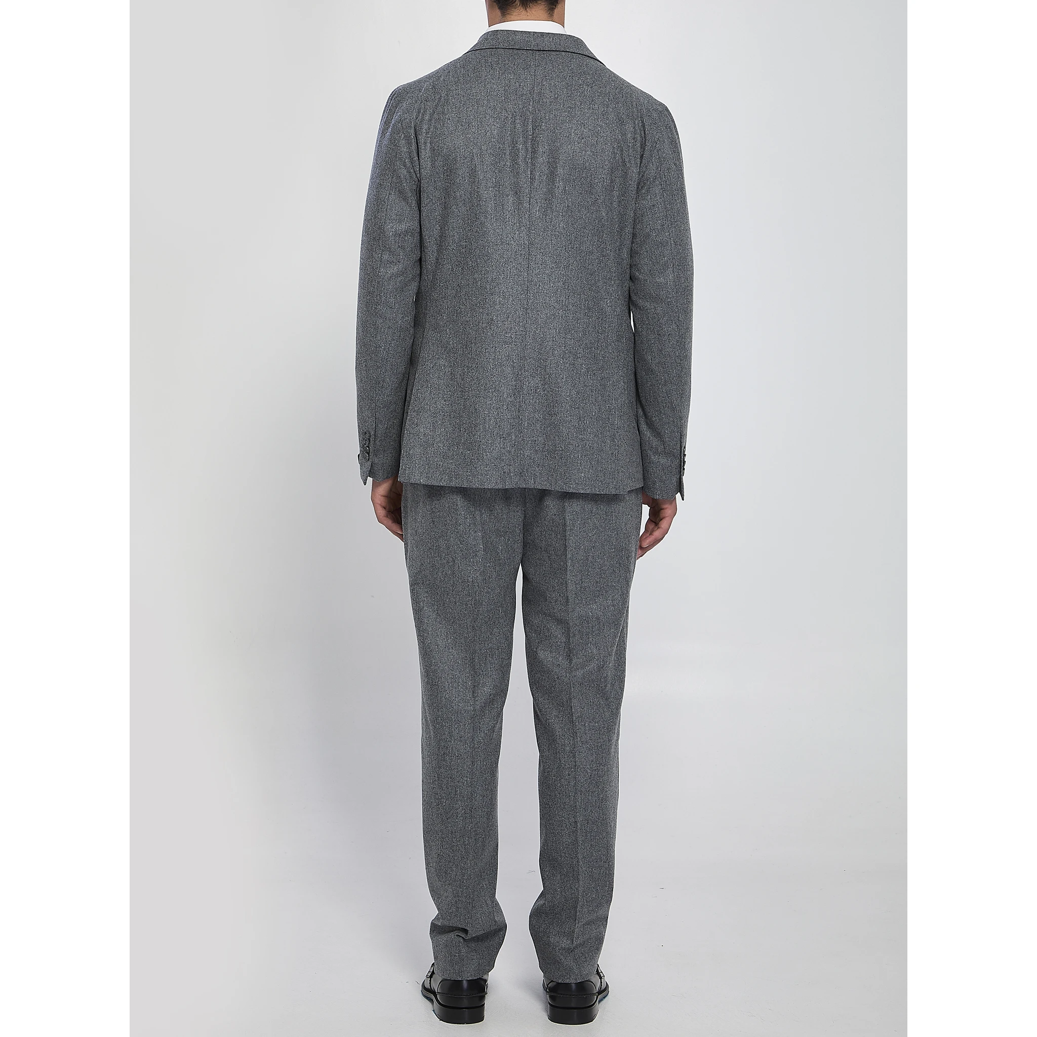 Double-breasted flannel suit