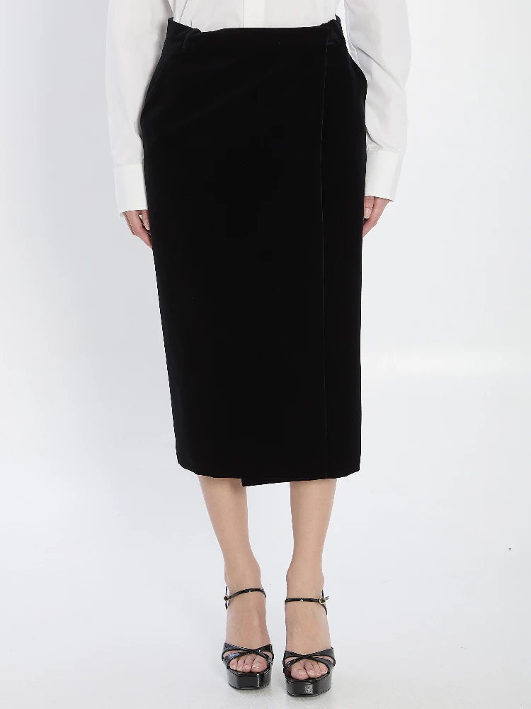 Wrap skirt in velvet