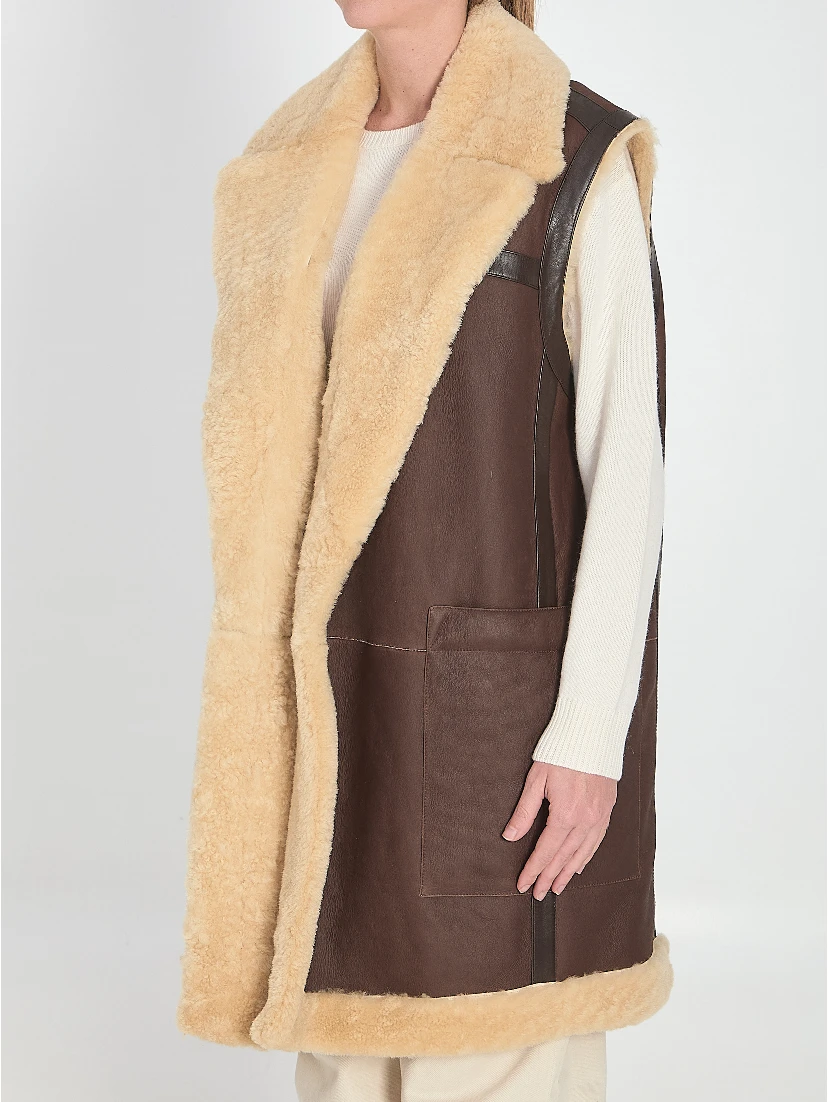 Shearling long vest