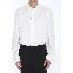 Shirt in striped cotton poplin