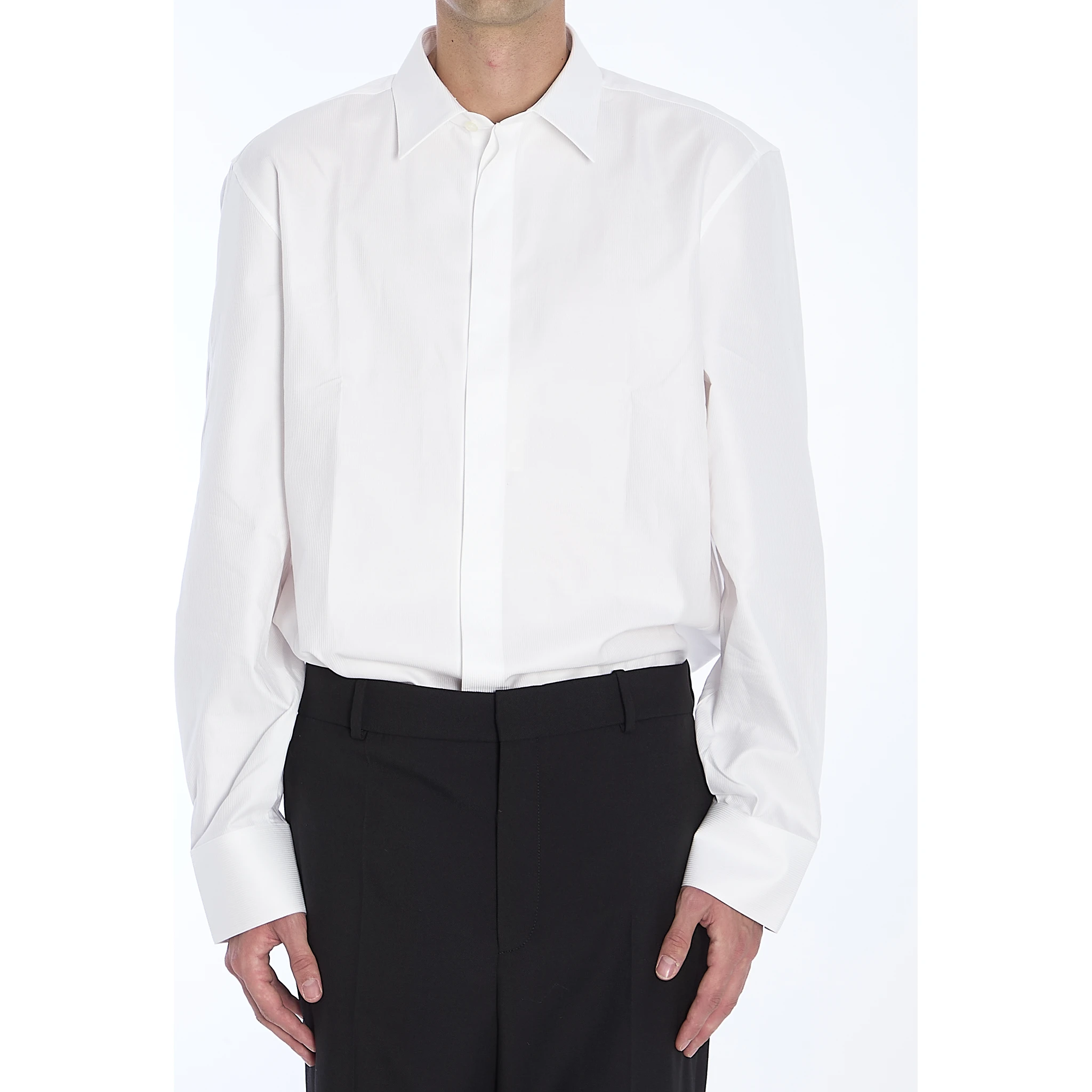 Shirt in striped cotton poplin