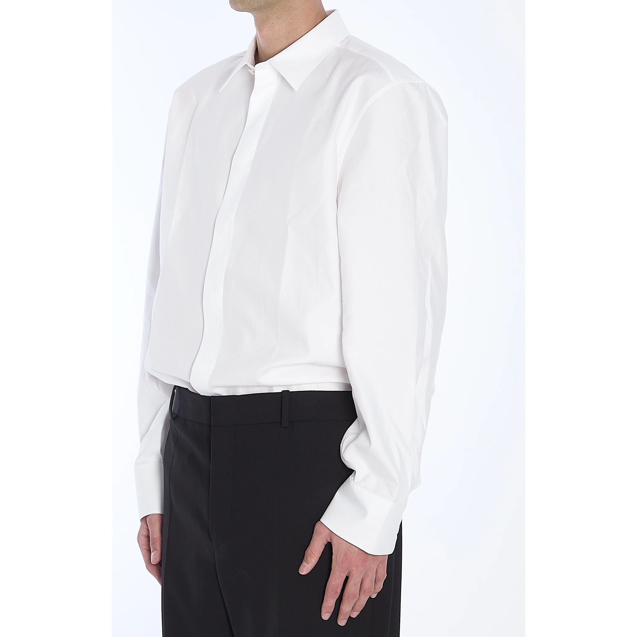 Shirt in striped cotton poplin