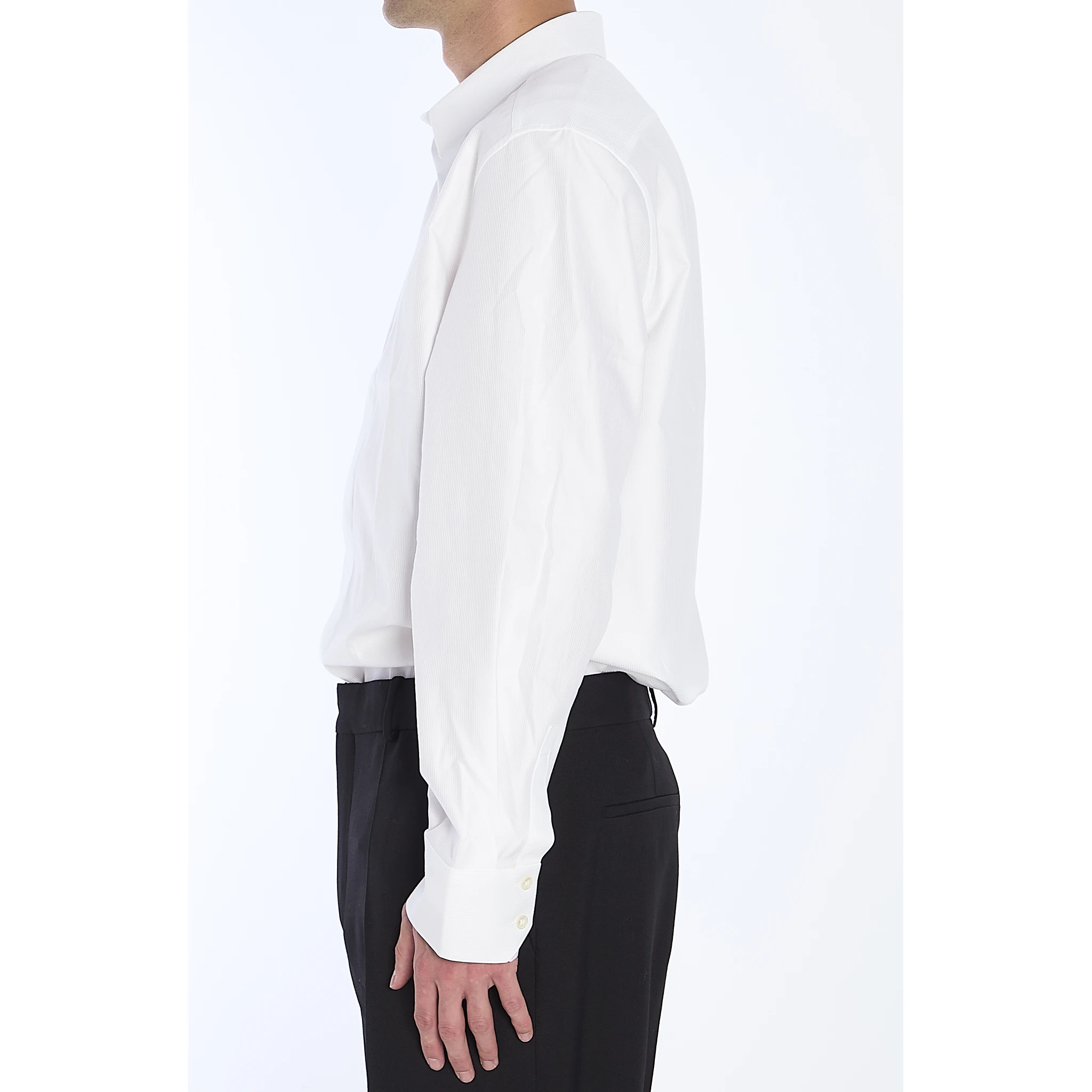 Shirt in striped cotton poplin