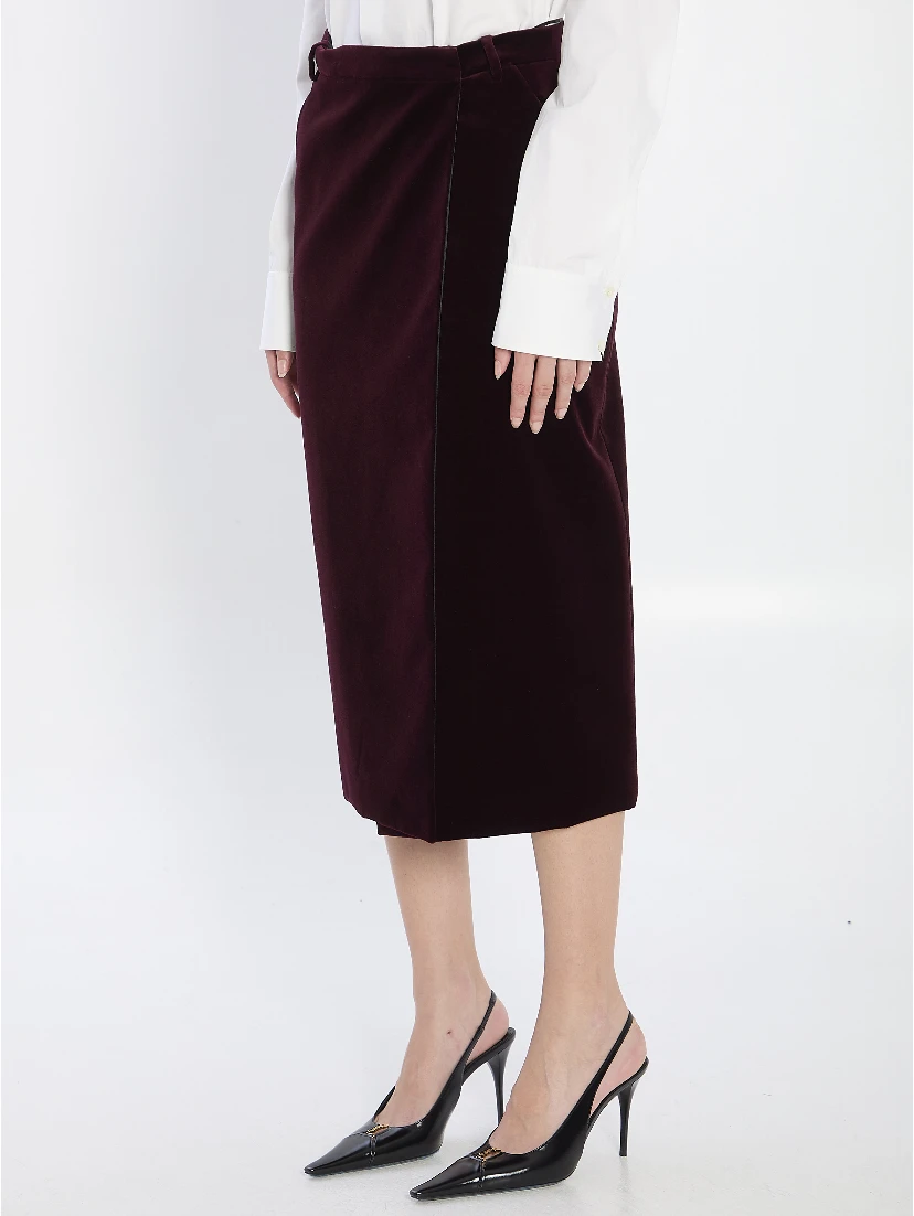Wrap skirt in velvet