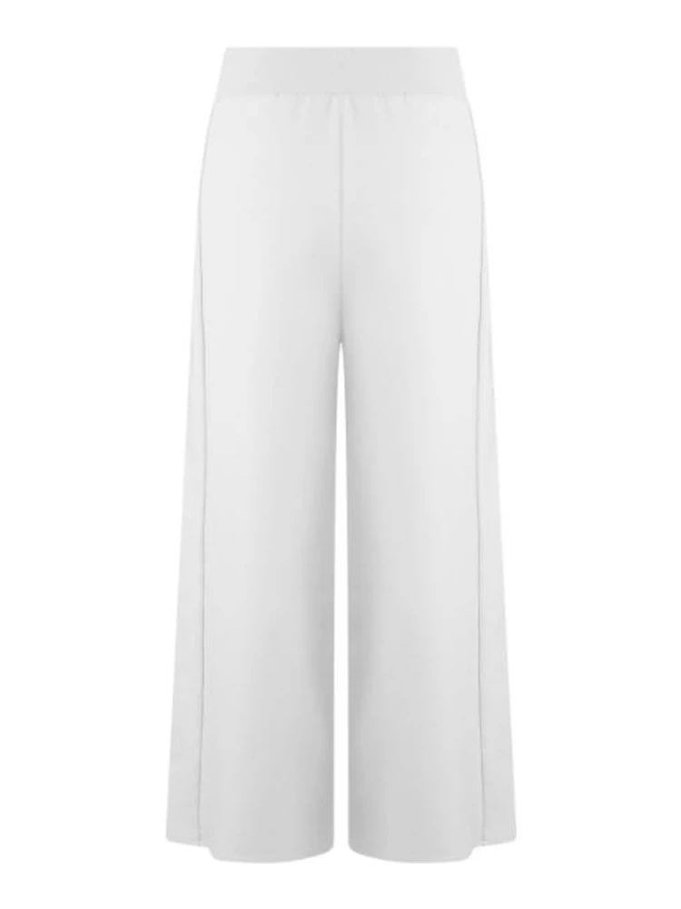 White wide-leg cropped trousers