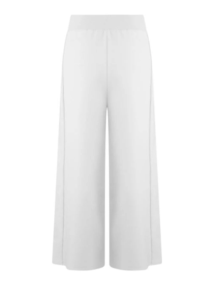 White wide-leg cropped trousers