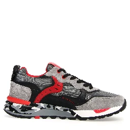 Man Sneakers Light Black Leather, Nylon