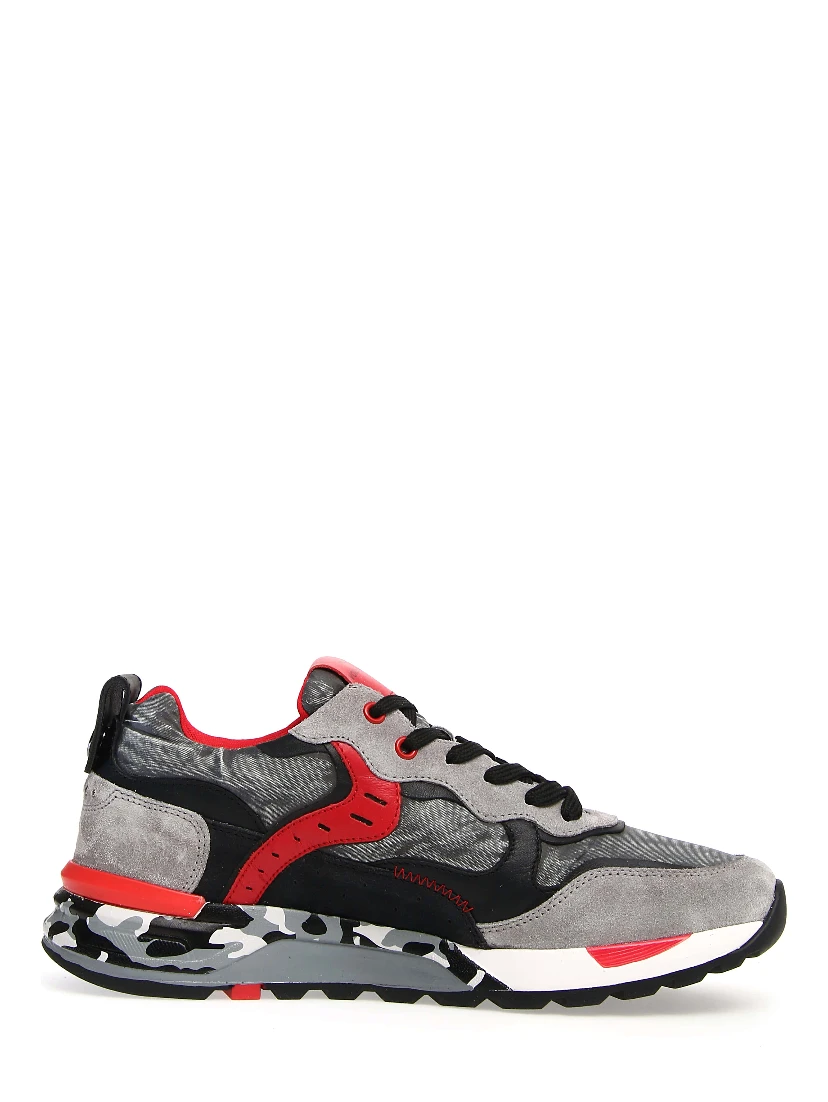 Man Sneakers Light Black Leather, Nylon
